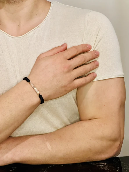 Erkek Bileklik, Gümüş Altın Kaplama Özel Tasarım Bileklik, Şık Hediye ürün görseli