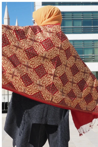 Omuz Şal Ipek Işlemeli Paşmina Şal Kaşmir - 4