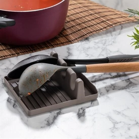 Tencere Kapak Tutuculu Kaşıklıklı Tencere Kapak Standı Pratik Kaşık Kepçe Altlık Düzenleyici - Resim 7
