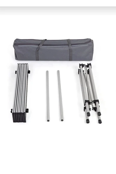 Alüminyum Katlanabilir Kamp Piknik, Bahçe, Balkon Masası (Taşıma Çantalı) Metalik Gri - Resim 3