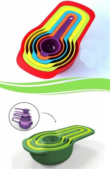 Pratik Ölçü Kaşığı Kabı 5li Şeker Baharat Sıvı Ölçer Aparat - 2