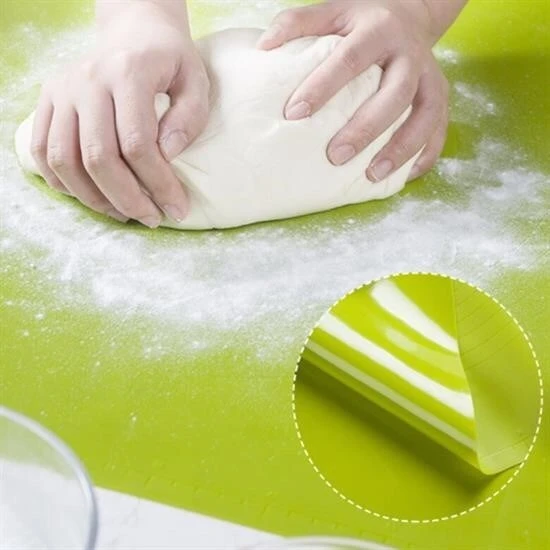 40*50 cm Silikon Ölçekli Kullanımı Kolay Hamur Açma Matı Ekmek Mantı Makarna Hamuru Yoğurma - Resim 4