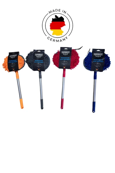 Oto Araba Yıkama Mopu Premium Kalite Alman Malı Teleskopik Saplı Mikrofiber Makarna Başlıklı Uyumlu - Resim 4