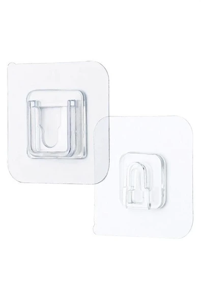 Eşya Sabitleme Askısı 10 Çift Şeffaf Çift Taraflı Yapışkanlı Geçmeli Klips - Resim 7