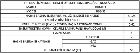 Kumtel B66-S2 Cam Ankastre Fırın - Resim 3