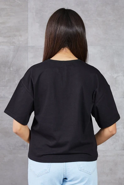 MORESUN Ayıcık Baskılı Bisiklet Yaka T-shirt - 6