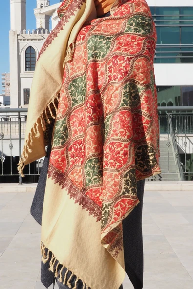 Omuz Şal Ipek Işlemeli Paşmina Şal Kaşmir - 2