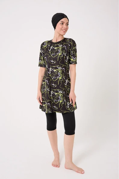 MORESUN Yarım Kol Spor Tesettür Mayo – 3 Parça Hızlı Kuruyan Set ürün görseli