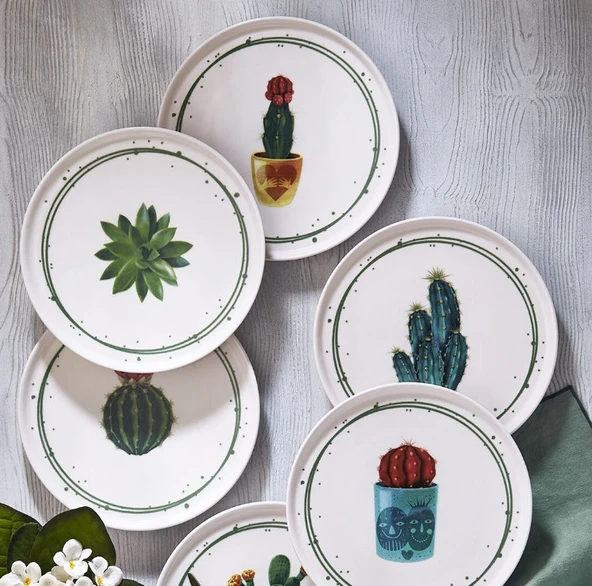 Fecra Kaktüs 6 Parça Pasta Tabağı Seti - 2