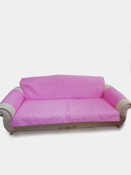 Pembe Çift Taraflı Leke Tutmaz Su Geçirmez 3 Kişilik Koltuk Örtüsü - 2