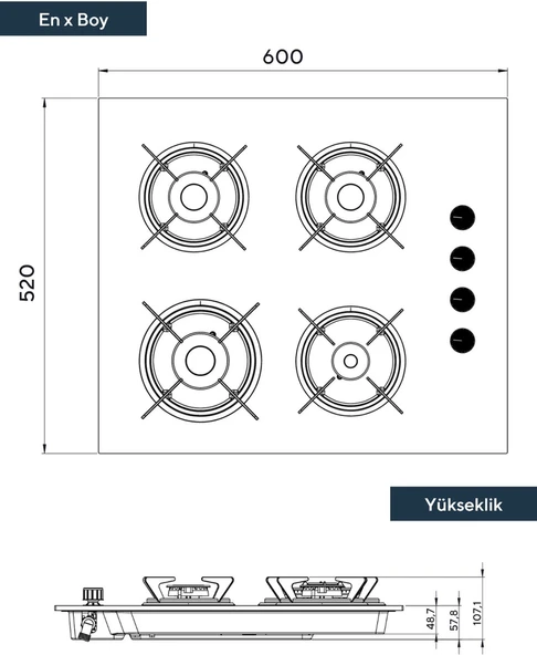 Kumtel KO-40 TSHDF Oval Set Üstü Ocak Siyah - Resim 3