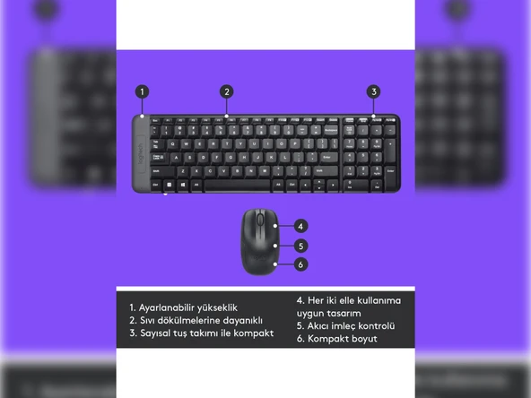 Logitech MK220 920-003163 Kablosuz Klavye Mouse Seti - 2