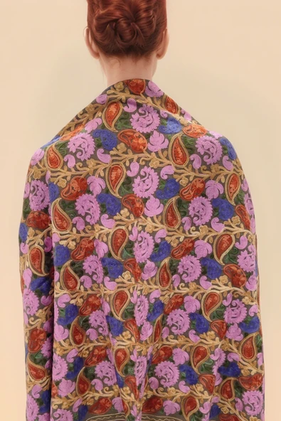 Omuz Şal Ipek Işlemeli Paşmina Şal Kaşmir - 2