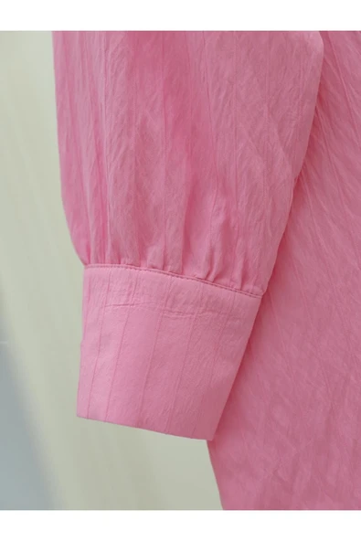 MORESUN Klasik Yaka Boydan Düğmeli Oval Kesim Gömlek - Resim 4