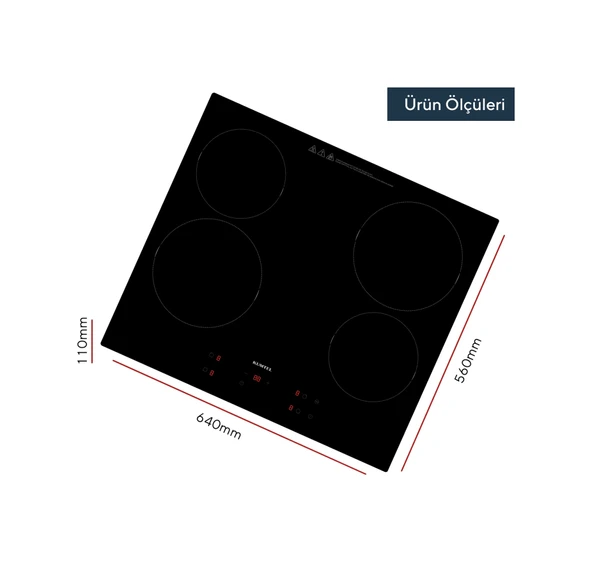 Kumtel HV6-04T Vitroseramik Elektrikli Cam Ankastre Ocak Siyah - Resim 3