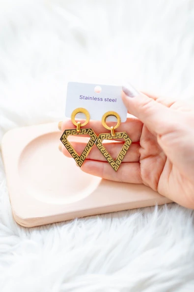 MORESUN Üçgen Çelik Küpe - 3