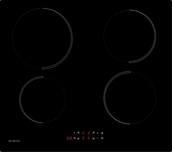 Kumtel HI6-4TB Elektrikli İndüksiyonlu Dört Gözlü Ankastre Ocak Siyah ürün görseli