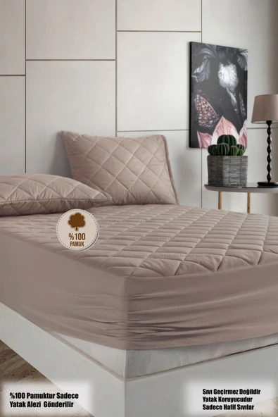 Formeya Kahverengi %100 Pamuk Kapitone Fitted Yatak Koruyucu Bebek-Tek-Çift Kişilik-Battal Yatak Alezi - 2