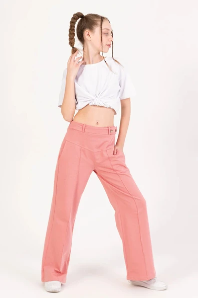 MORESUN Kız Çocuk Düğme Detaylı Pantolon - Resim 6