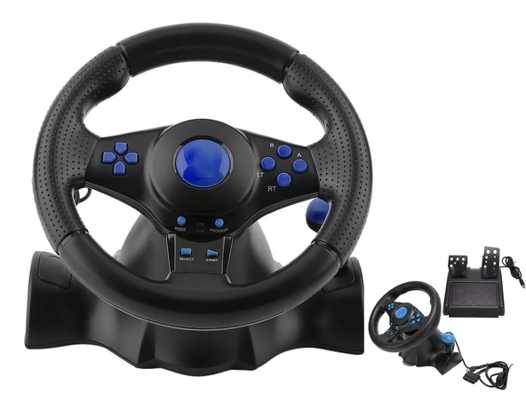 Titreşimli 4in1 PC/XBOX360/PS3/PS2 USB Oyuncu Bilgisayar Oyun Direksiyon Seti Tak/çalıştır - 1