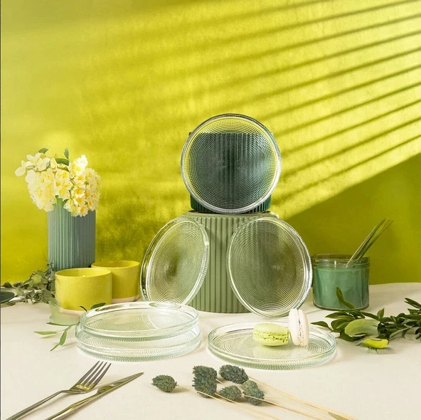 Fecra Loren 6'lı Pasta Tabağı Seti Natürel 16 Cm