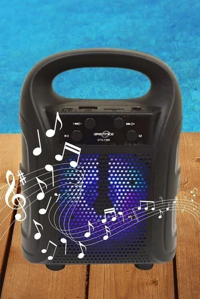 Tutmalı Mini Hoparlör Işıklı Taşınabilir Bluetooth Wireless Radyolu Sd Kart ve USB Girişli Hoparlör - Resim 7