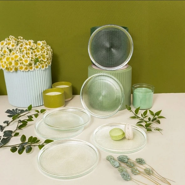 Fecra Loren 6'lı Pasta Tabağı Seti Natürel 16 Cm - 3