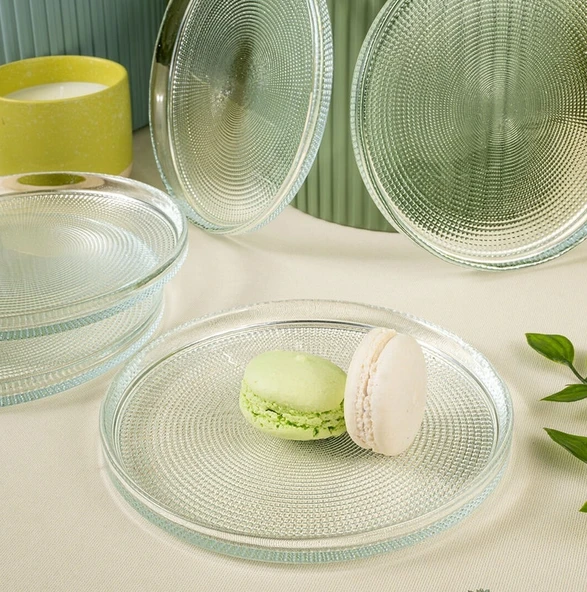 Fecra Loren 6'lı Pasta Tabağı Seti Natürel 16 Cm - 5