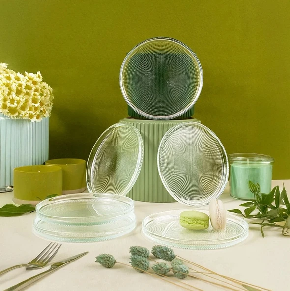 Fecra Loren 6'lı Pasta Tabağı Seti Natürel 16 Cm - 2