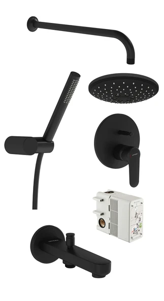 Vitra Banyo Seti, Root Round, Ankastre (Bliss 2F, Origin 1F), Mat Siyah, A4929536