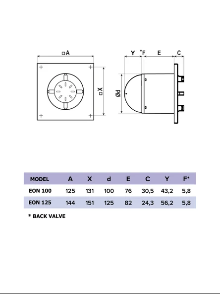 VentEurope Eon 100 BD – 10 cm Tuvalet ve Banyo Kapaklı Damperli Aspiratör Fanı-Siyah - Resim 5