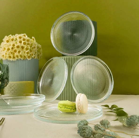 Fecra Loren 6'lı Pasta Tabağı Seti Natürel 16 Cm - 4