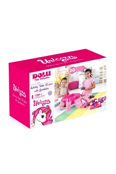 Dolu Pembe Unicorn Çocuk Eğitici Aktivite Oyun Masası - 1