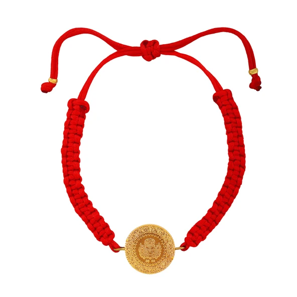 AgaKulche 22 Ayar Yarım Altınlı Kırmızı İpli Bileklik - Resim 2