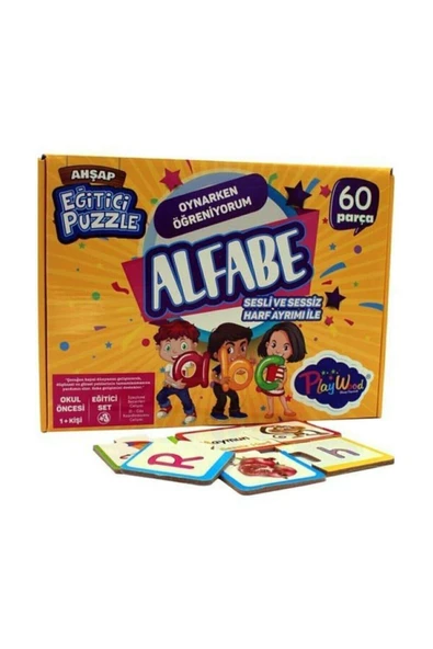 Play Wood Playwood Oynarken Öğreniyorum Ahşap Alfabe Seti 60 Parça - 1