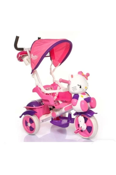 BabyHope 135 Kety Itmeli Ebeveyn Kontrollü Bebek Bisikleti Pembe Lila Beyaz - 1
