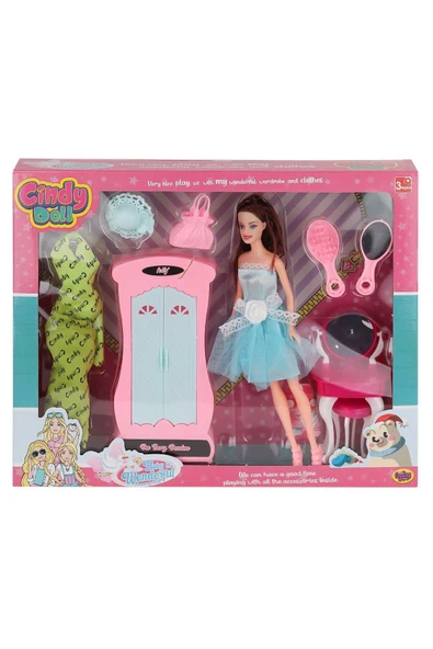 Banadabak 02453 Cindy Doll Dolaplı Makyaj Masalı Bebek -Oydaş Oyuncak