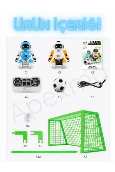 SUDESA OYUNCAK ŞARJLI UZAKTAN KUMANDALI FUTBOL OYNAYAN 2 Lİ ROBOT - Resim 2