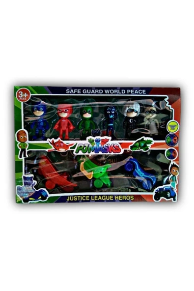 Cango Fx Pjmasks Arabalı Figür Seti 9 Parça Oyuncak Pijamaskeliler Karakter Figür Star Collection 2100 - 1