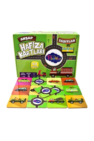 Playwoood Playwood Ahşap Hafıza Kartları Taşıtlar 48 Parça - 1