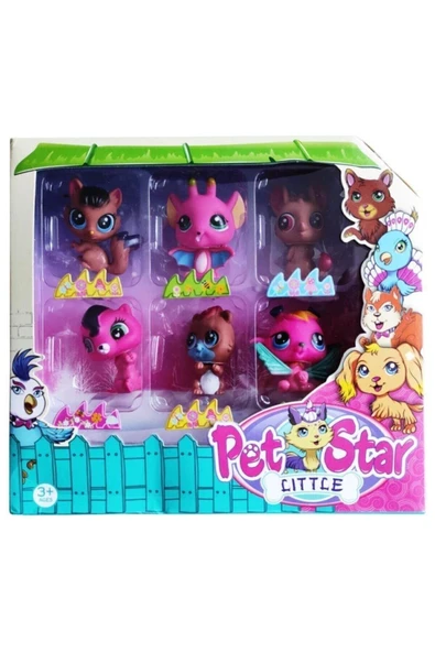 Can Ali Toys Littlest Pet Shop Neşeli Minişler 6'lı Miniş Ailesi Oyuncak Pet Star Little Minişler Beyazlı Grili M - 3