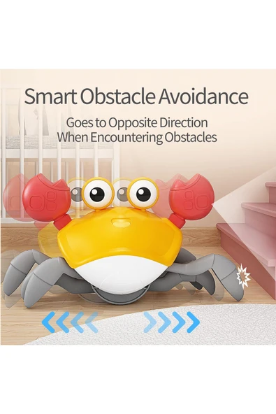 hak-iş oyuncak Emeklemeye Yardımcı Sensörlü Yengeç Şarjlı Oyuncak - Resim 6