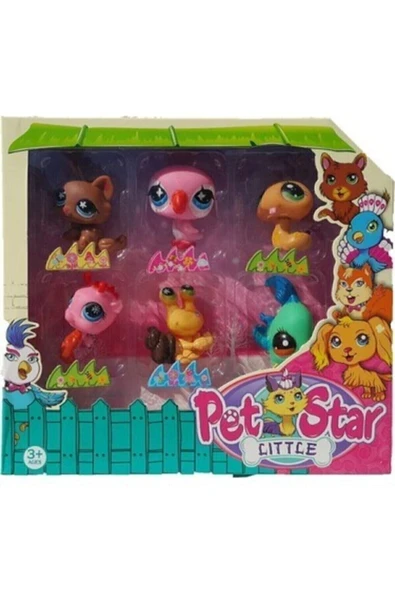 Can Ali Toys Littlest Pet Shop Neşeli Minişler 6'lı Miniş Ailesi Oyuncak Pet Star Little Minişler Beyazlı Grili M - 4