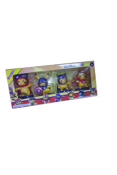 murat video 4 Adet pokemon pikaçu figür kutulu pikachu oyuncak - 1