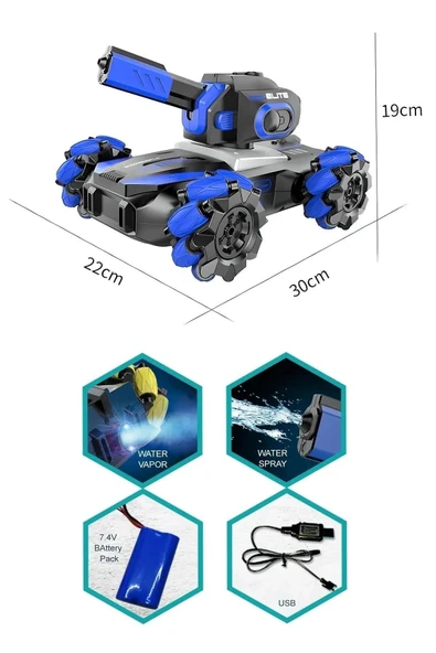 Vardem Kumandalı Full Fonksiyon Su Atan Şarjlı Tornado Araba Sarı - Resim 2