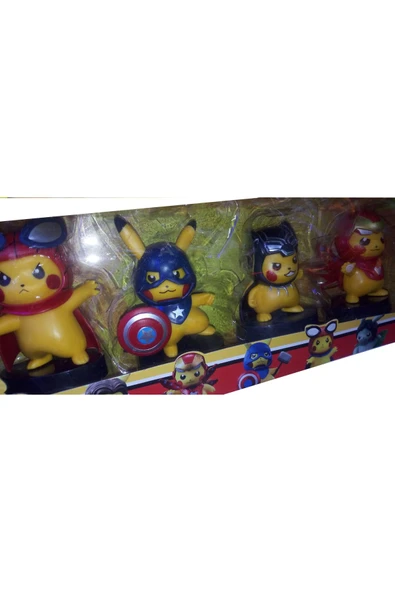 murat video 4 Adet pokemon pikaçu figür kutulu pikachu oyuncak - 2
