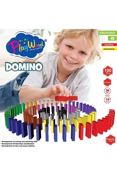 Play Wood AHŞAP DOMİNO OYUNU 100 PARÇA 36M+ - 2