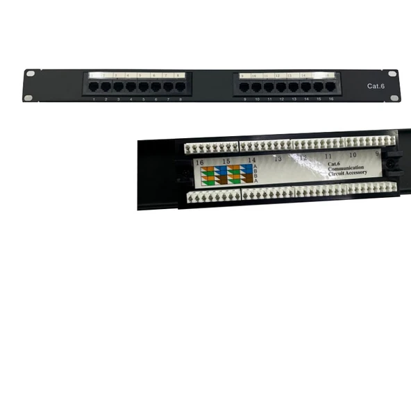 16 port cat6 patch panel 16 port ethernet panel - Resim 5