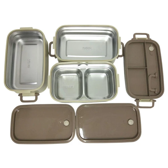 Cooker Çelik Hazneli Üçlü Taşıma-Saklama Kabı Yk1612 - 2