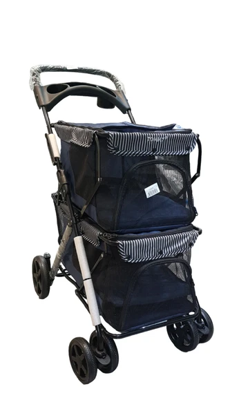 Tommy İki Katlı Evcil Hayvan Arabası 85x51x100cm Lacivert Max 10+10 Kg ürün görseli